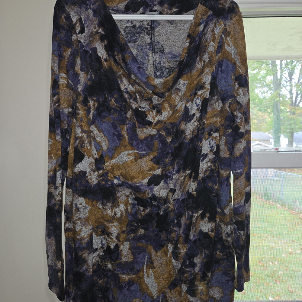 Simply Vera Vera Wang Abstract Cowl Neck Top